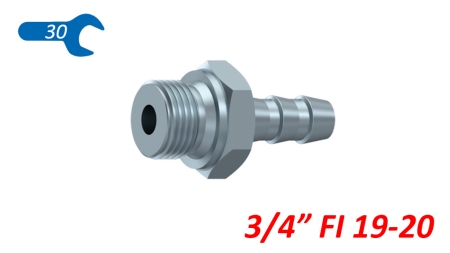 HYDRAULISK HANNKOBLING 3/4 FOR GUMMISLANGE Φ 19-20