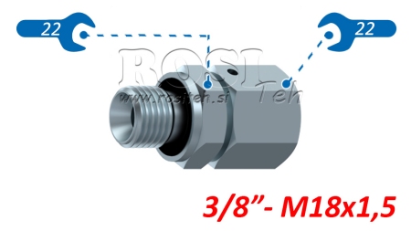 HIDRAULISKAIS DVOVIJAČNIK UVOJNI VIJAČNI SPOJ AOVR ED BSP3/8 - M18X1,5