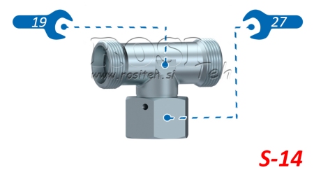 HIDRAULISKAIS T-GABALS S-14 AR CENTRĀLO GROZĀMO UZGRIEZNI M22X1,5