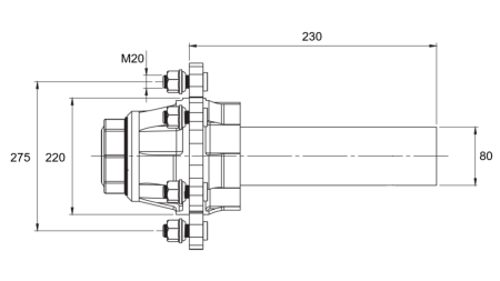 PUSASS BEZ BREMZĒM - 5500 kg (8 SKRŪVES) - 230 mm