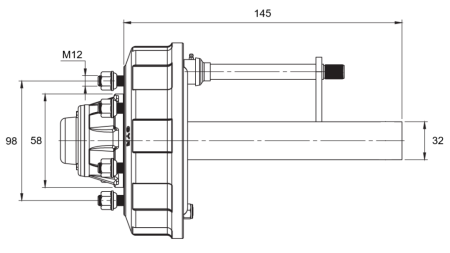 PUSASS AR BREMZĒM - 450 kg (4 SKRŪVES) - 145 mm