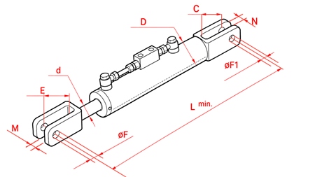 HIDRAULISKĀ SĀNU PACELŠANAS ATSAITE - CASE-IH 80/40MIN.610 TIPS (1) Φ 19/16
