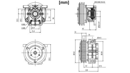 EL. MAGNETISK KOBLING 12V TIL PUMPE GR.2 dimensioner