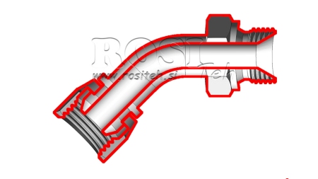 HYDRAULICKÝ LOM 45° BSP MUŽSKÝ-ŽENSKÝ 3/8