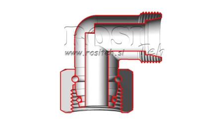 HIDRAVLIČNO KOLENO 90° S-14 Z VRTLJIVO MATICO M22x1,5