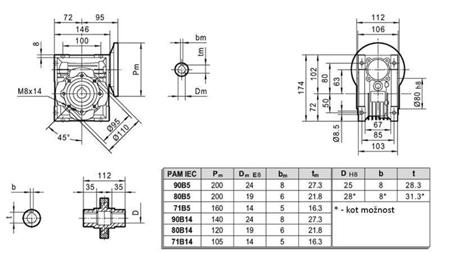 REDUTOR PMRV-63 PARA MOTOR ELÉTRICO MS90 (1.1-1.5kW) RAZÃO 10:1
