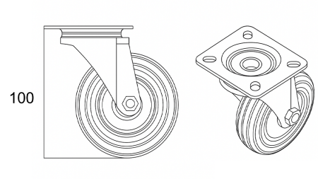 RODA 75mm COM BASE GIRATÓRIA