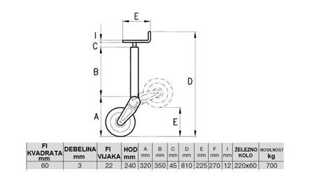 VĪTNES ATBALSTS KĀJAI 240MM - 700KG AR ATBALSTA RITEŅU