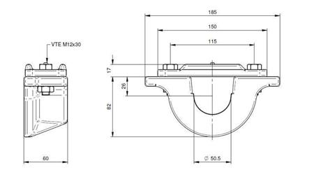 Turētājs teleskopiskajam cilindram FI50-A