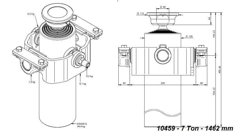 TELESCOPISKAIS CILINDRS KOMPAKTS 5 POSMI 1462mm x125 -BOLA
