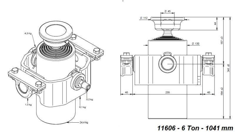 CILINDRO TELESCÓPICO COMPACTO 6 GRAUS 1041mm x125 -BOLA