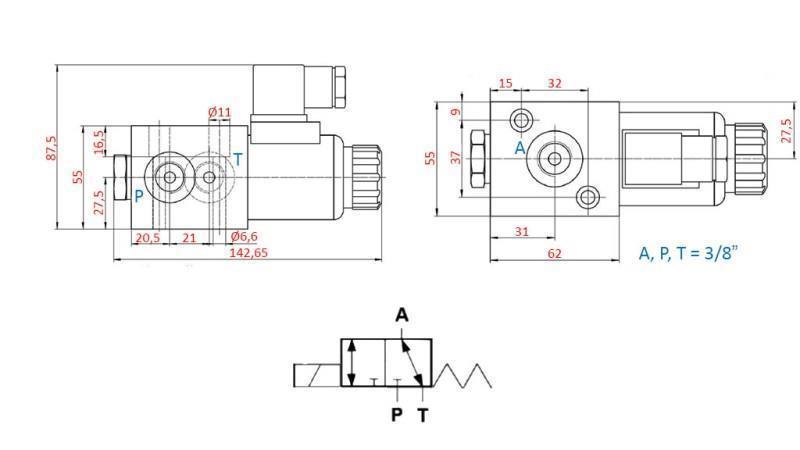 3-CESTNÝ VENTIL 3/8 12V - 50lit
