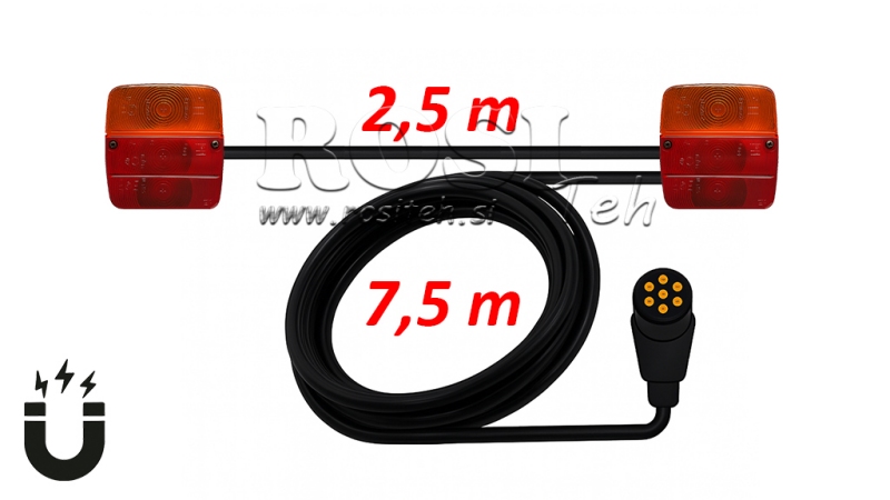SET DI LUCI MAGNETICHE CON CAVO DI 7,5 METRI + 2,5 METRI