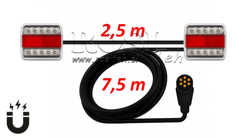 SET DI LUCI LED MAGNETICHE CON CAVO DA 7,5 METRI + 2,5 METRI