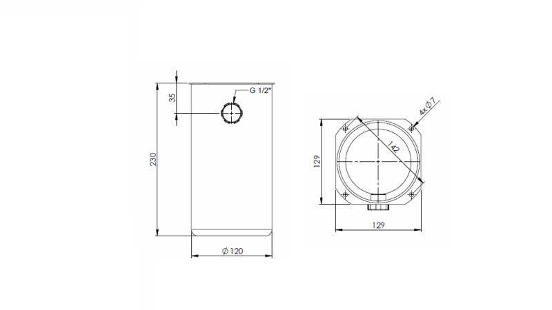 METALLRESERVOAR RULL PP 2 LITER - dimensjoner