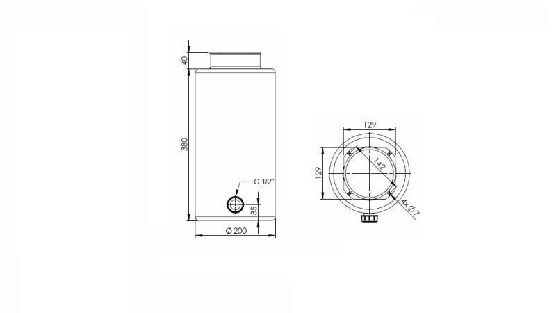 METAL RESERVOIR RULLE PP 12 LITER HORIZONTAL-VERTIKAL - dimensioner