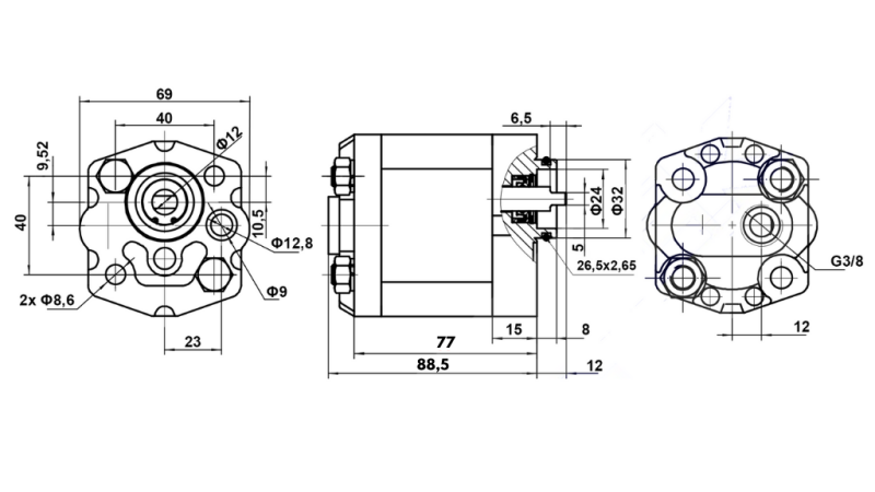 HIDRAULISKĀ SŪKNE 10C3,2X302 3,2 CC LABĀ