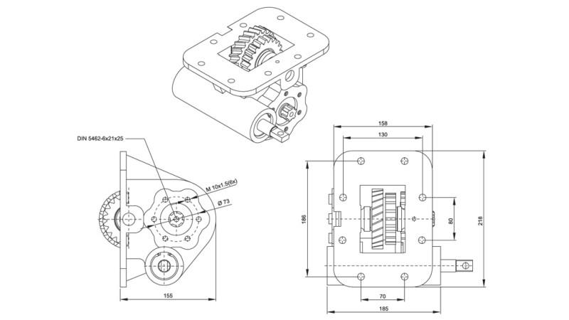 DIMENSIJAS HIDRAULISKAI PUMPIS - ISUZU MOZ 06 MEHĀNISKAIS