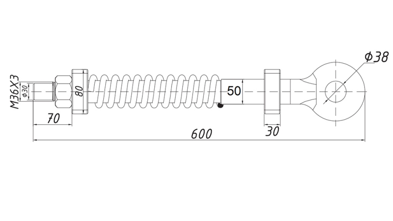 DAMPING SWIVEL TOWING HOOK WITH SPRING fi50 7,500kg