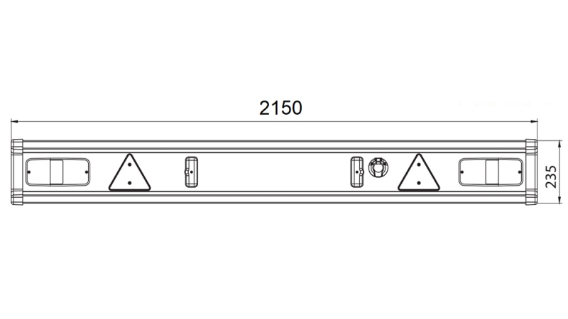 NÁRAZNÍK PŘÍVĚSU TÜV MODEL S OSVĚTLENÍM 2150mm