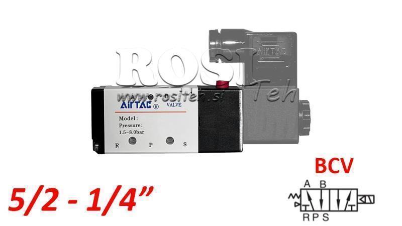 PNEIMATISKAIS ELEKTRISKAIS VĀRSTS 5/2 MONOSTABILS 1/4 PRT-0552-BCV