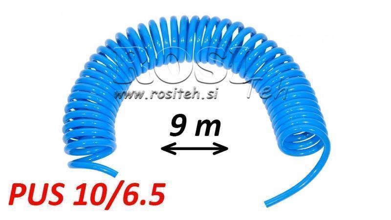 PUS 10/6.5 9m neapstrādāta zila gaisa šļūtene spirāle