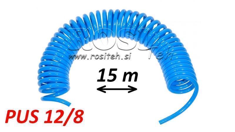 PUS 12/8 15m NEAPGĀDOTS ZILĀ GAISA CAURULE SPIRĀLE