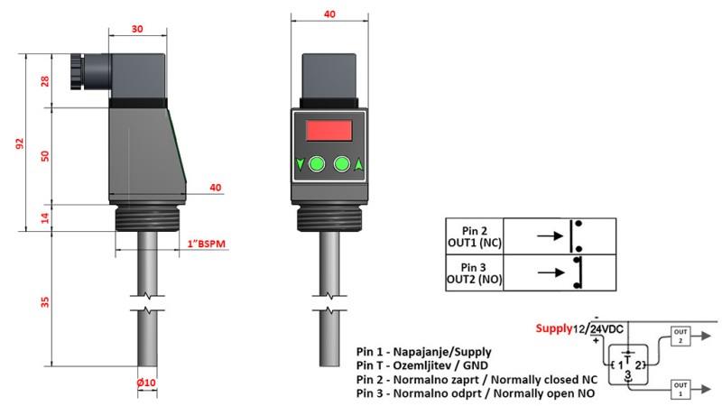 TERMOSTAT MED DISPLAY XT51V 0-100°C l-50mm