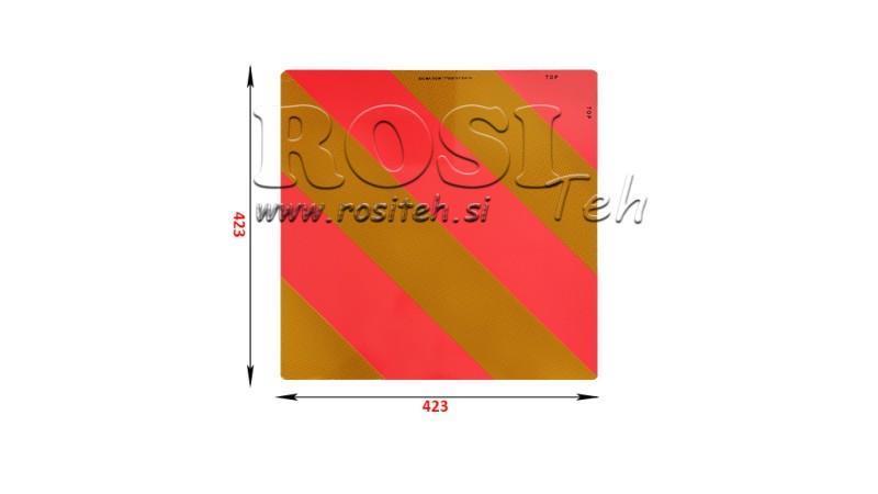 ALU BRĪDINĀJUMA ZĪME TRANSPORTLĪDZEKĻIEM UN PIEKABĒM dim.423x423mm