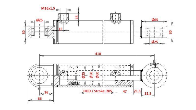 HIDRAULISKAIS STŪRES CILINDRS ZETOR 7245