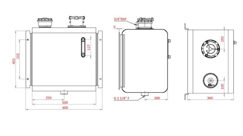 METALL RESERVOIR TOPP 80 Lit 360x500x500mm