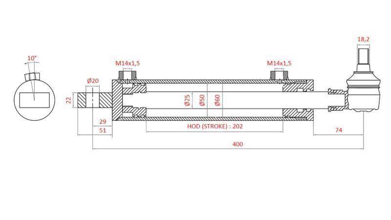 HIDRAULISKAIS STŪRES CILINDRS FIAT-NEW HOLLAND OEM-5189891