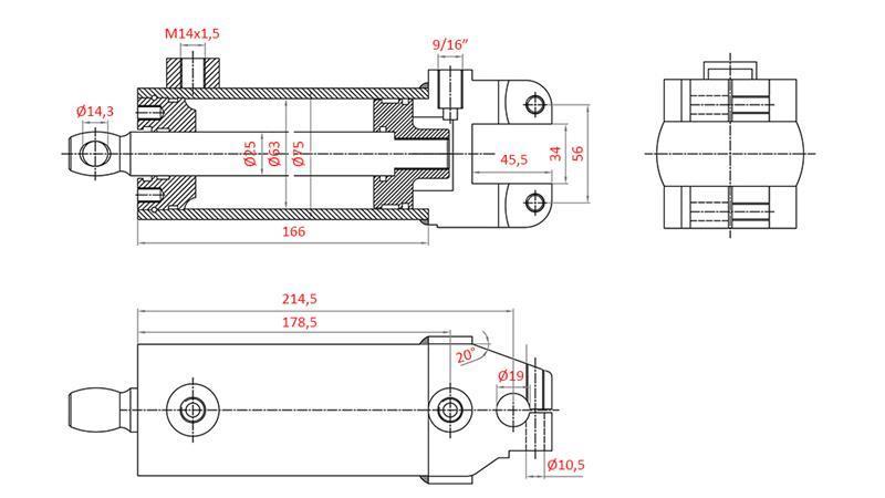 HYDRAULISK STYRESYLINDER MASSEY FERGUSON OEM-1605121M91, 1605121M92 532193M91, 3773711M91