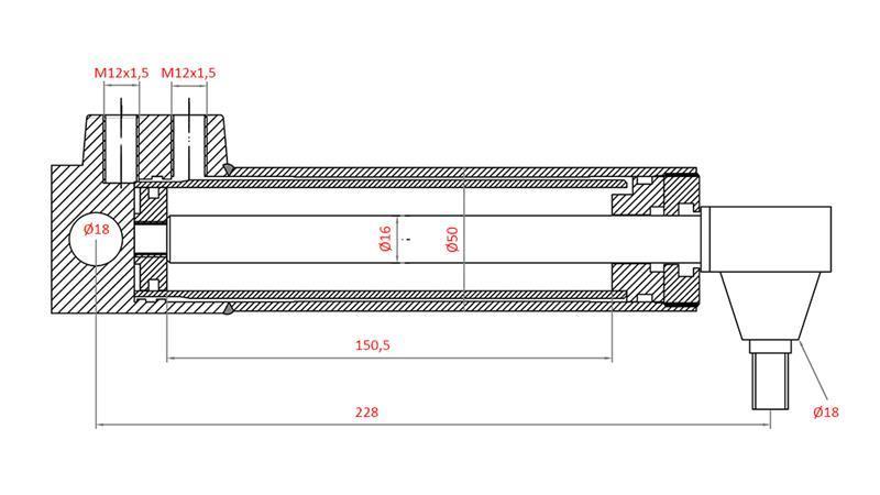 HIDROKABU STŪRES CILINDRS MASSEY FERGUSON OEM-3401553M92, 3774728M91