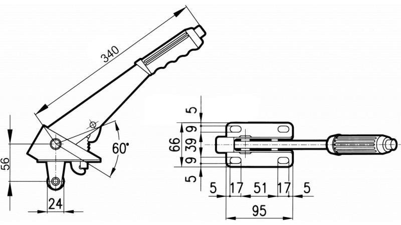 TREKKHÅNDTAK L340 MED RULLE FI24mm