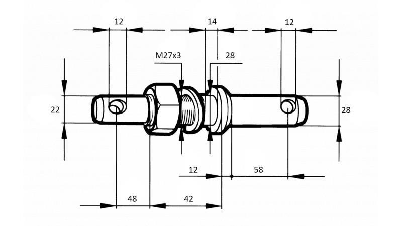 MONTĀŽAS KALNS fi22/28mm AR VĒRTĒM M 27x3