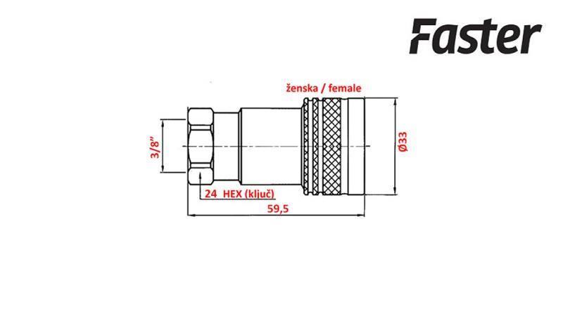 RASK KOBLING TRAKTOR HUNN 3/8 Faster