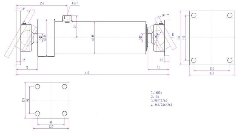 TELESKOPISKAIS CILINDRS 3 PAKĀPES  805MM K3B-7T