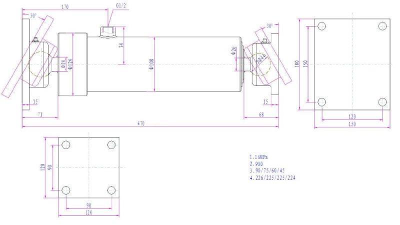TELESKOPICKÝ HYDRAULICKÝ VALEC 4 ÚROVNE  900mm K4B-7TS