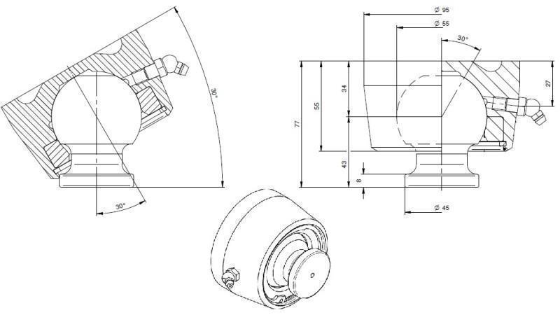 KULE FOR TELESCOPISK SYLINDER FI 55 maks. 15 Tonn