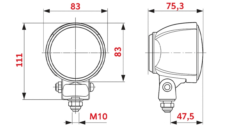 TRAKTOR ARBETS LAMPA RUND H3 HELLA HALOGEN