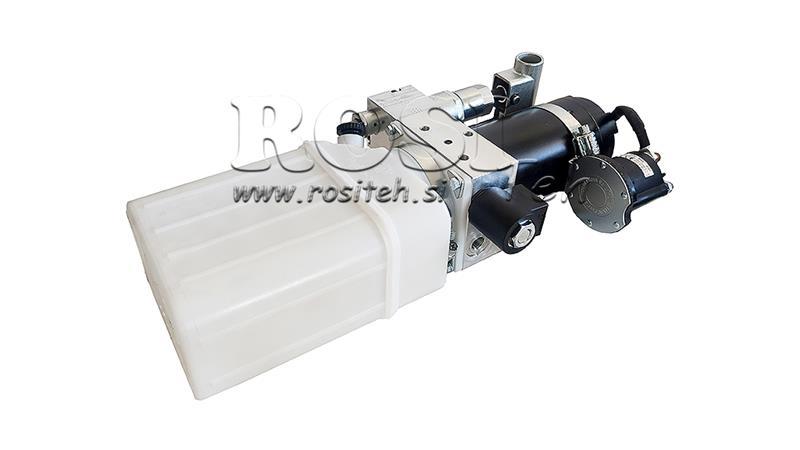 MINI HYDRAULISK AGREGAT 12V DC - 0.8kW = 0.5cc - 1.5 liter - enfase enhet (PVC) med manuell pumpe
