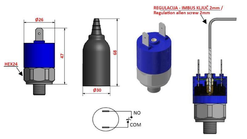 HYDRAULISK TRYKKBRYTER K4 - NEI 0.2-2.5 BAR (MAKS. 25BAR)