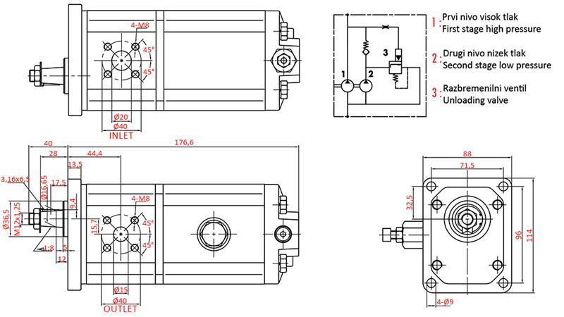 HIDROKĀLISKĀS PUMPAS GR.2 HI-LO 22C3,5/11X815R
