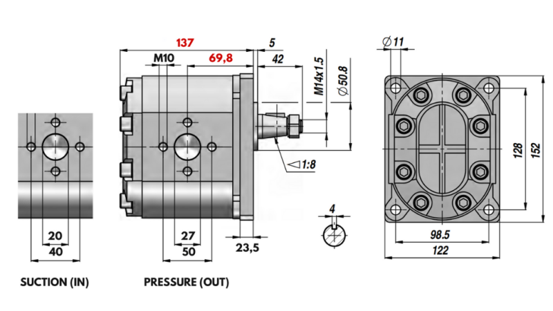 HYDRAULISK PUMPE GR.3 34 CC HØYRE - PRIROBNICER
