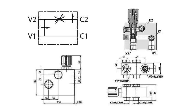 HYDRAULICKÝ PRIORITNÝ VENTIL PRE HYDROMOTOR MP-MR-MH