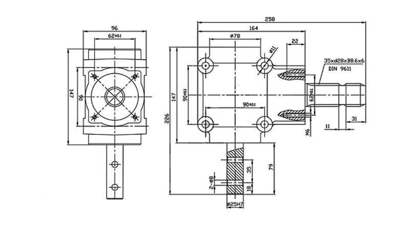 Leņķa samazinātājs L-155J 1: 1.14 (16HP-12kW)