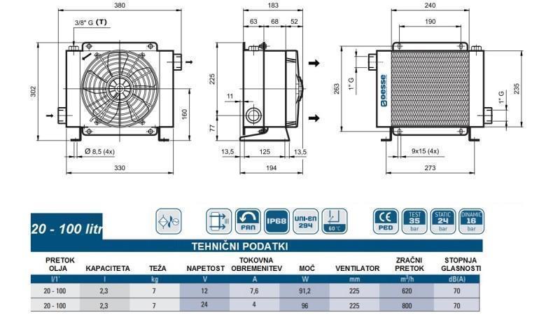 Eļļas dzesētājs DC 12V HY01802 20-100 LIT