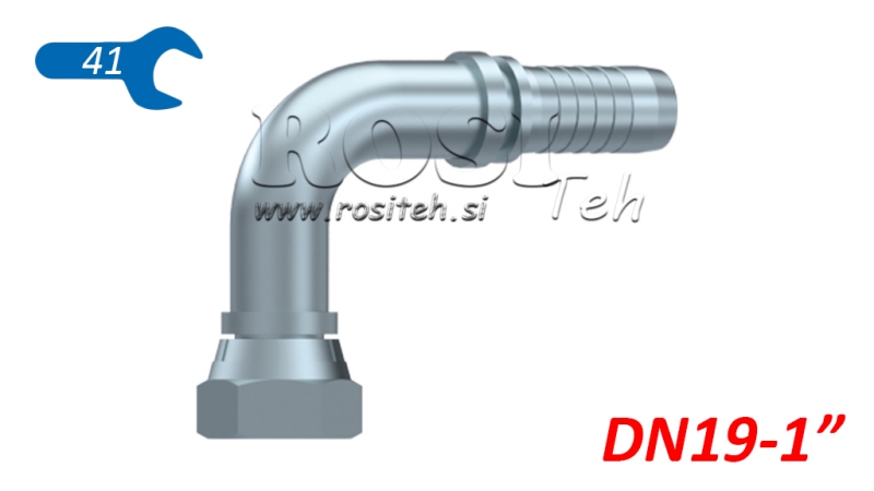 HIDRAULISKĀ SAVIENOJUMS BSP SIEVIETES ELBOW 90° DN19-1