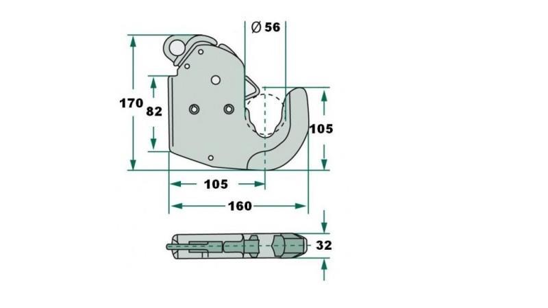 AUTOMĀTISKAIS ĶĒRĒJS TRAKTORA PIESLĒGUMAM HIDRAULIKAS CAT.2S ECO - izmēri